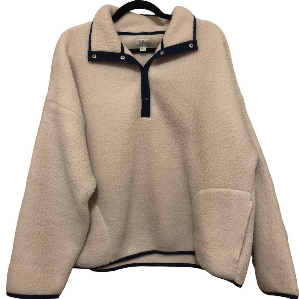 J CREW Vintage Fleece quarter snap Sherpa pullover fleece jacket, XXL